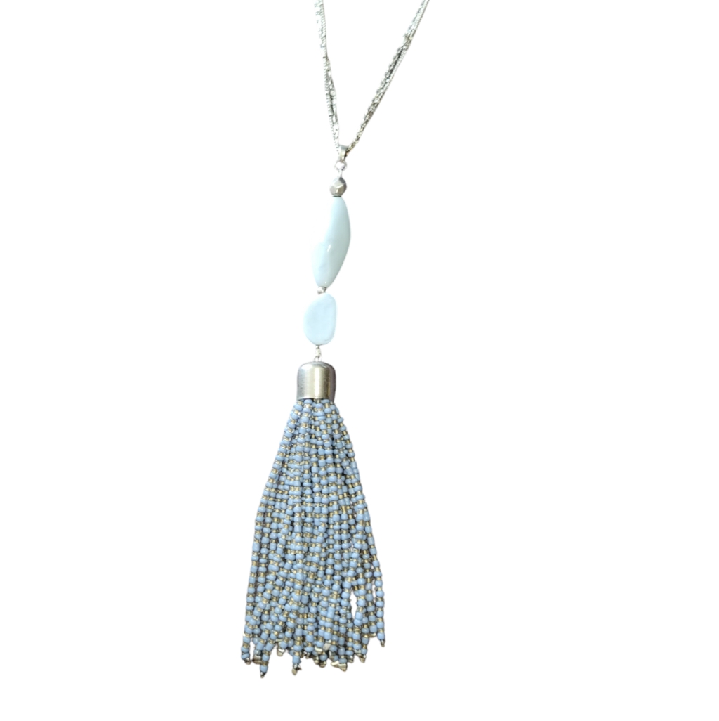 Long Silver Double Layer Chain Beaded Chandelier Adjustable Necklace 11$